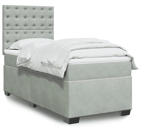 Box spring postel s matrací světle šedá 80 x 200 cm samet 3290774