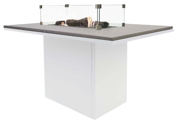 Stůl s plynovým ohništěm COSI- typ Cosiloft 120 vysoký jídelní stůl bílý rám / deska šedá