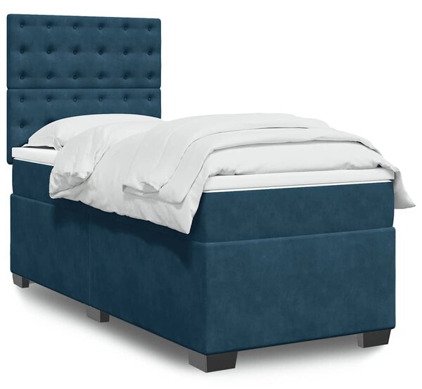Box spring postel s matrací modrá 80 x 200 cm samet 3290778