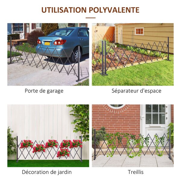 Outsunny Sklopná a Roztahovací Bezpečnostní Brána 250D x 31Š x 104V cm Hliník Metal Čokoládová | Aosom