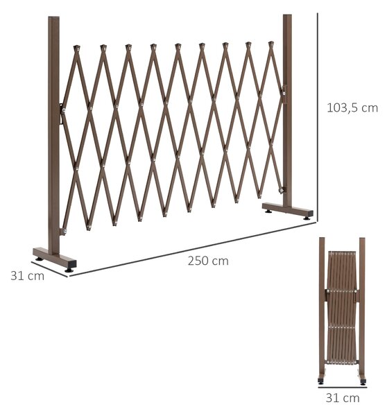 Outsunny Sklopná a Roztahovací Bezpečnostní Brána 250D x 31Š x 104V cm Hliník Metal Čokoládová | Aosom