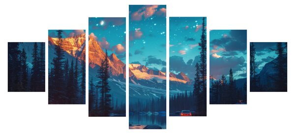 Obraz - Kempování v horách (210x100 cm)