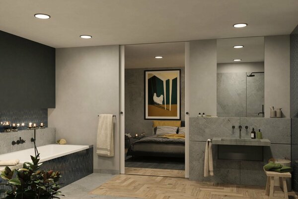 PAULMANN VariFit LED vestavné svítidlo Dim to Warm Areo IP44 kruhové 230mm 3 Step Dim to warm černá stmívatelné