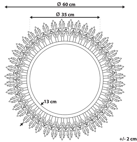 Zrcadlo VOREY 60 cm 60 cm Kov Zlatá