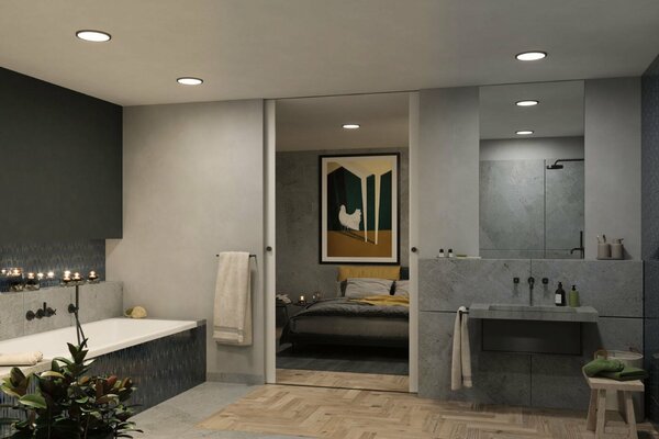 PAULMANN VariFit LED vestavné svítidlo Dim to Warm Areo IP44 kruhové 230mm 3 Step Dim to warm černá stmívatelné