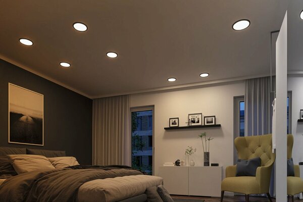 PAULMANN VariFit LED vestavné svítidlo Dim to Warm Areo IP44 kruhové 230mm 3 Step Dim to warm černá stmívatelné