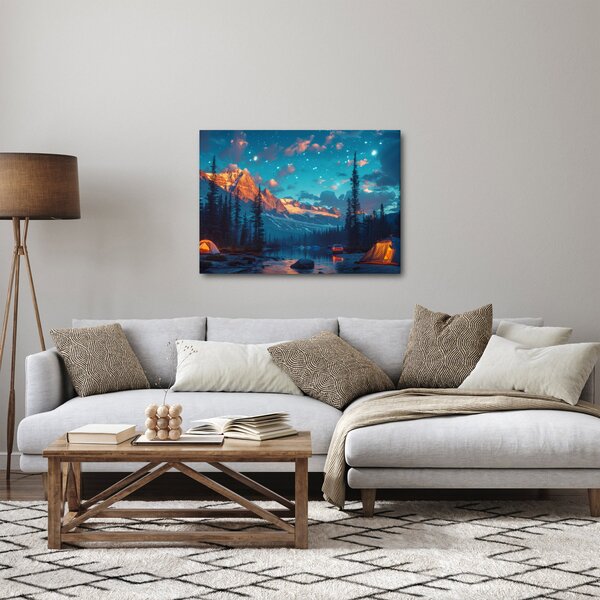 Obraz - Kempování v horách (70x50 cm)
