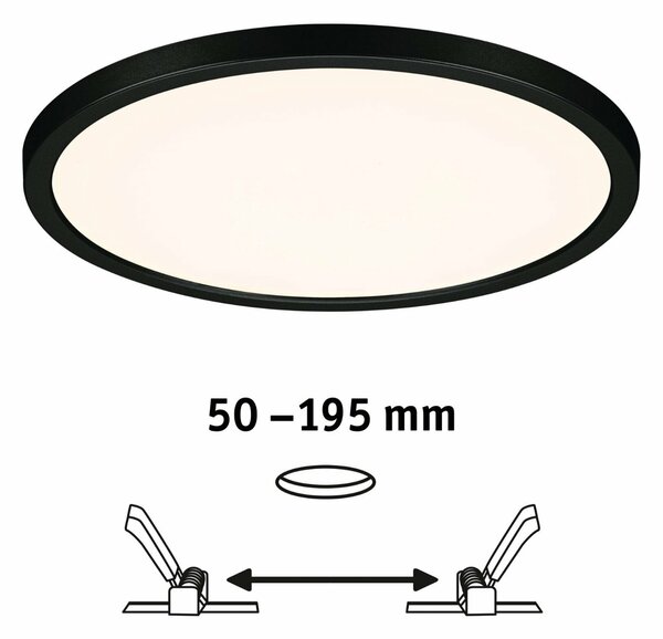 PAULMANN VariFit LED vestavné svítidlo Dim to Warm Areo IP44 kruhové 230mm 3 Step Dim to warm černá stmívatelné
