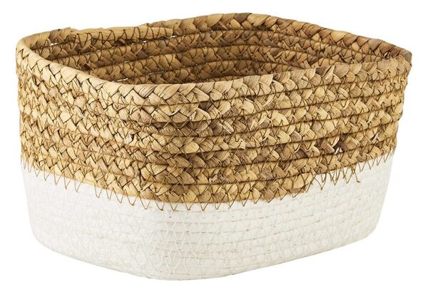RUSH ROPE Odkládací koš hranatý 20 cm - přírodní/bílá