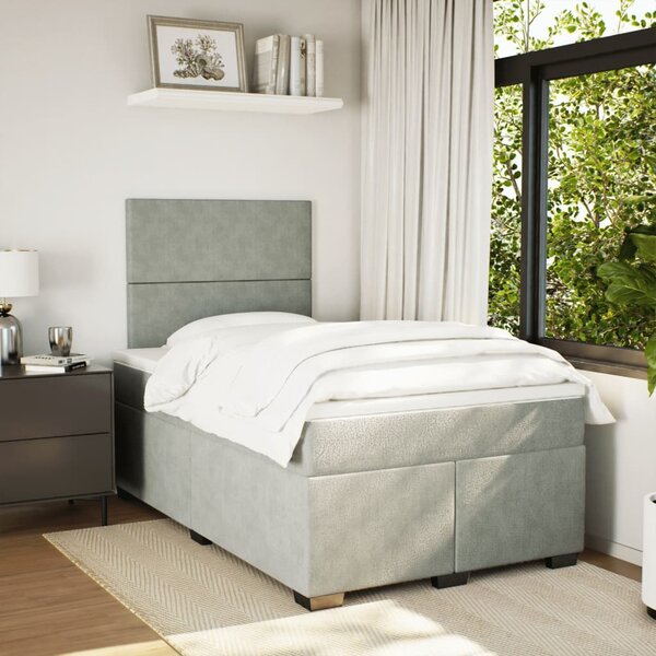 Box spring postel s matrací světle šedá 120 x 200 cm samet 3290876