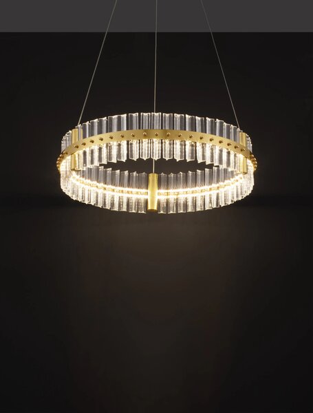 LED stmívatelný platinum zlatý moderní lustr Kezo – Zlatá