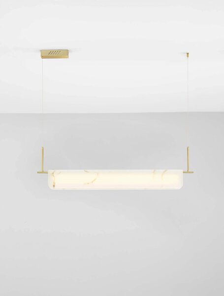 LED stmívatelný mosazno-zlatý moderní lustr Aider