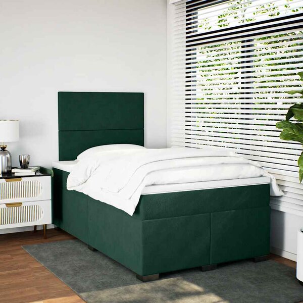 Box spring postel s matrací tmavě zelená 120x190 cm samet 3290855