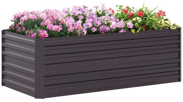 Outsunny Obdélníkový Zvednutý Zahradní Záhon s Pozinkovanými Ocelovými Trubkami 180 x 90 x 59 cm Tmavě šedá | Aosom