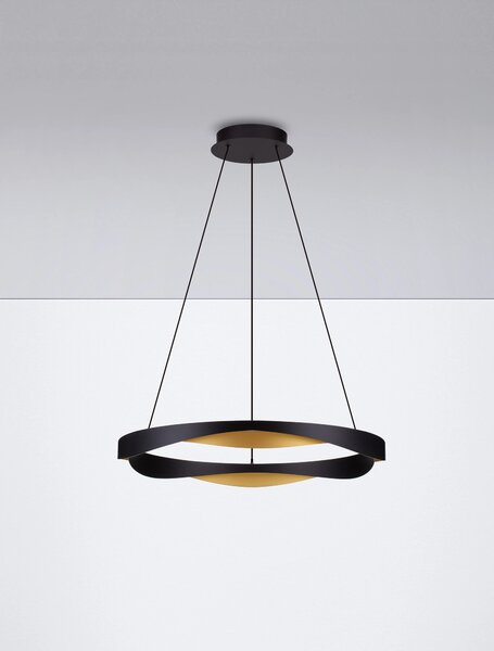 LED stmívatelný černo-zlatý designový lustr Radon