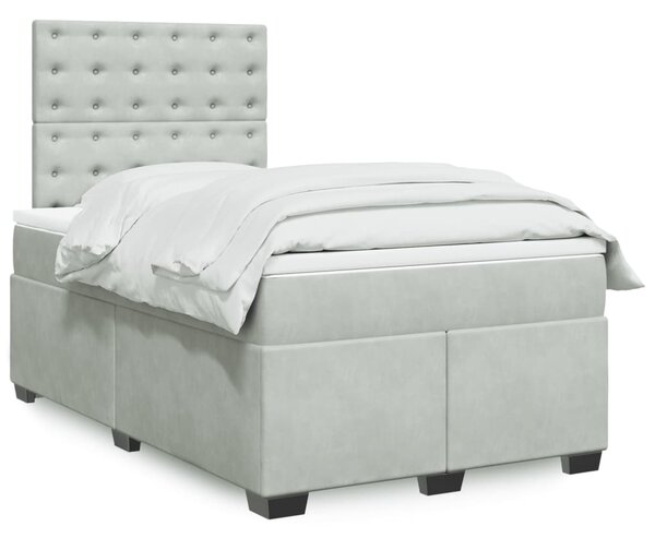 Box spring postel s matrací světle šedá 120x190 cm samet 3290870