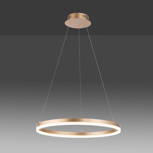 Paul Neuhaus LED závěsné svítidlo Titus, Ø 60 cm, mosaz, stmívatelné, stmívatelný, Mosaz / zlato, Obývací pokoj / jídelna, Hliník, Moderní