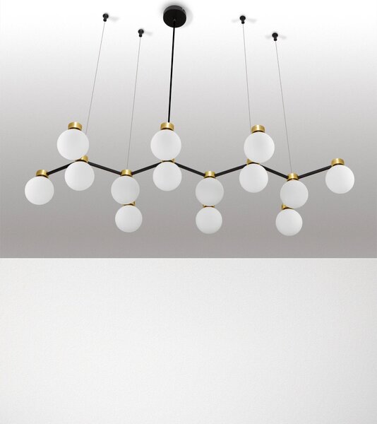 Satina zlato-černo-bílý designový lustr Ovalino 157 – 107 x 130 cm