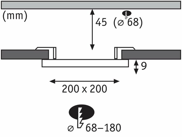 PAULMANN VariFit LED vestavné svítidlo Veluna Edge IP44 hranaté 200x200mm 3000K bílá stmívatelné