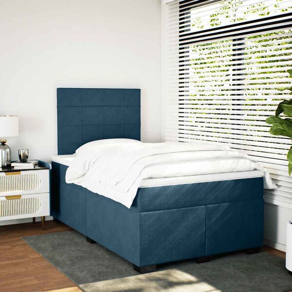 Box spring postel s matrací modrá 120 x 200 cm samet 3290886