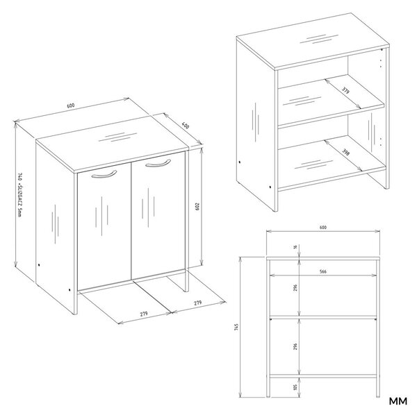 TP Living Skříňka pod umyvadlo s deskou Nina 60 cm bílá