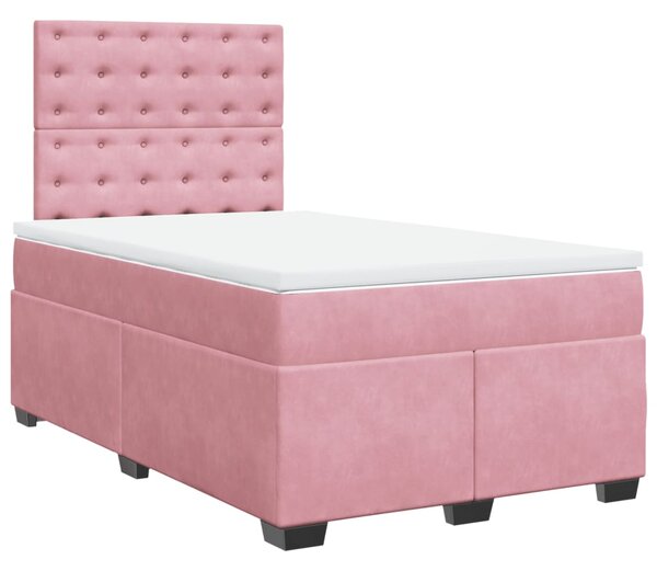 Box spring postel s matrací růžová 120 x 200 cm samet 3290899