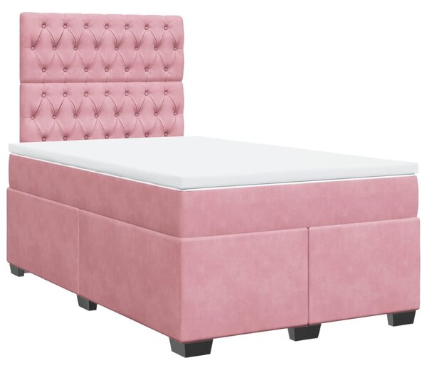 Box spring postel s matrací růžová 120 x 200 cm samet 3290893