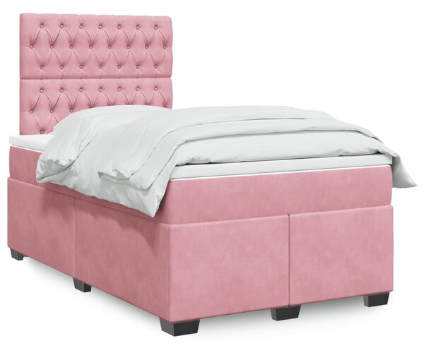 Box spring postel s matrací růžová 120 x 200 cm samet 3290893