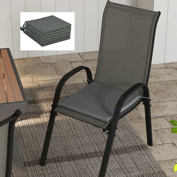 Outsunny Sada 6 Zahradních Polštářů - Polstrování na Židle do Exteriéru 3 cm Polyester s rozměry 42L x 42W cm Tmavě Šedé | Aosom