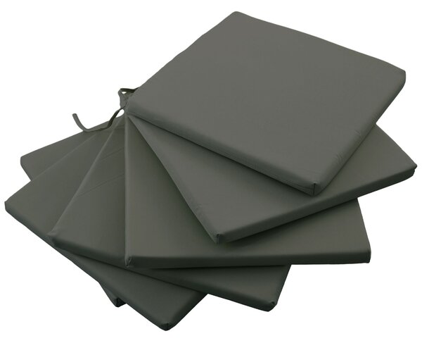 Outsunny Sada 6 Zahradních Polštářů - Polstrování na Židle do Exteriéru 3 cm Polyester s rozměry 42L x 42W cm Tmavě Šedé | Aosom