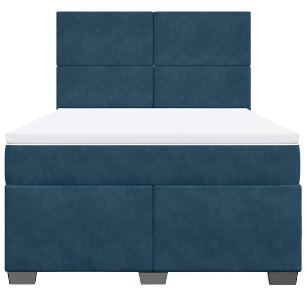 Box spring postel s matrací modrá 140 x 190 cm samet 3290904