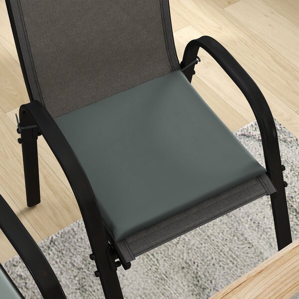 Outsunny Sada 6 Zahradních Polštářů - Polstrování na Židle do Exteriéru 3 cm Polyester s rozměry 42L x 42W cm Tmavě Šedé | Aosom