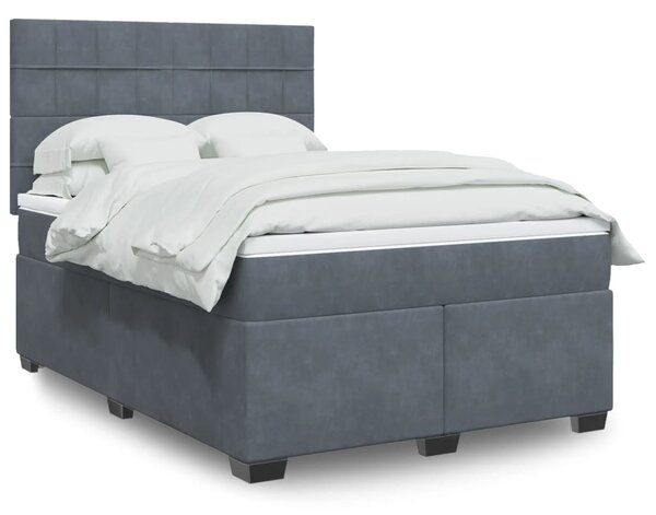 Box spring postel s matrací tmavě šedý 140 x 190 cm samet 3290907