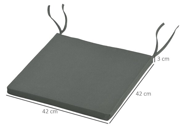 Outsunny Sada 6 Zahradních Polštářů - Polstrování na Židle do Exteriéru 3 cm Polyester s rozměry 42L x 42W cm Tmavě Šedé | Aosom