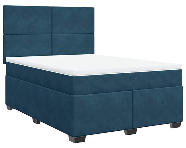 Box spring postel s matrací modrá 140 x 190 cm samet 3290904