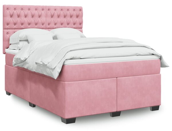Box spring postel s matrací růžová 140x190 cm samet 3290917