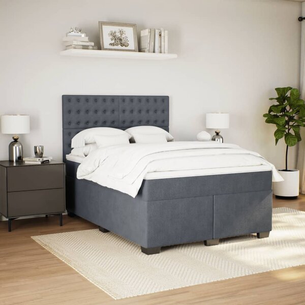 Box spring postel s matrací tmavě šedý 140 x 190 cm samet 3290919