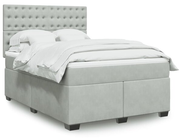 Box spring postel s matrací světle šedá 140x190 cm samet 3290918