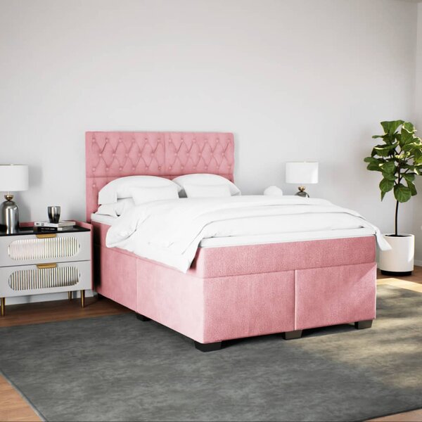 Box spring postel s matrací růžová 140x190 cm samet 3290917