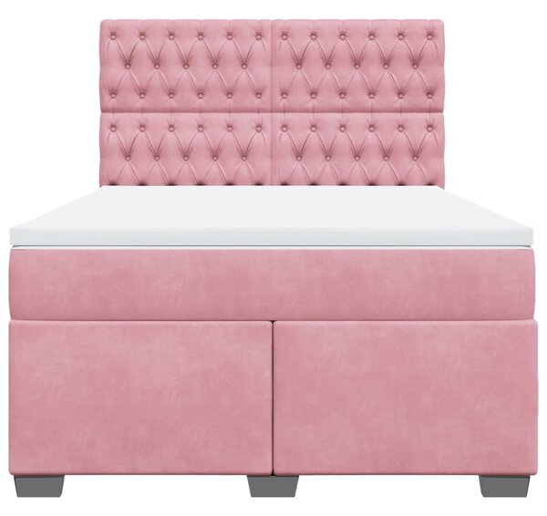 Box spring postel s matrací růžová 140x190 cm samet 3290917