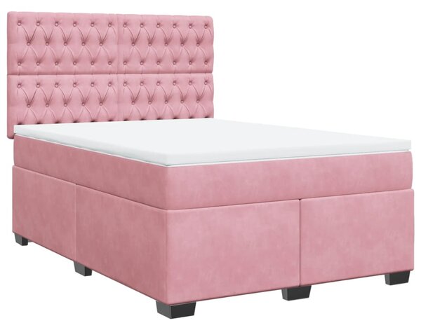 Box spring postel s matrací růžová 140x190 cm samet 3290917