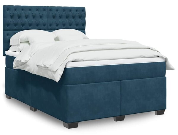 Box spring postel s matrací modrá 140 x 190 cm samet 3290916