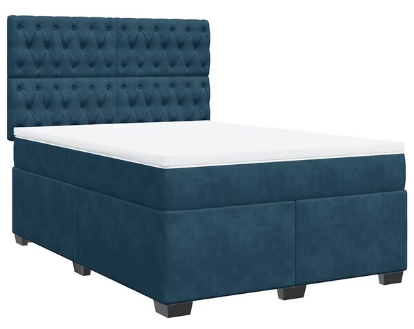 Box spring postel s matrací modrá 140 x 190 cm samet 3290916