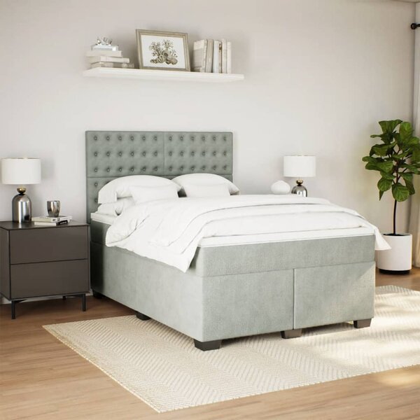 Box spring postel s matrací světle šedá 140x190 cm samet 3290918