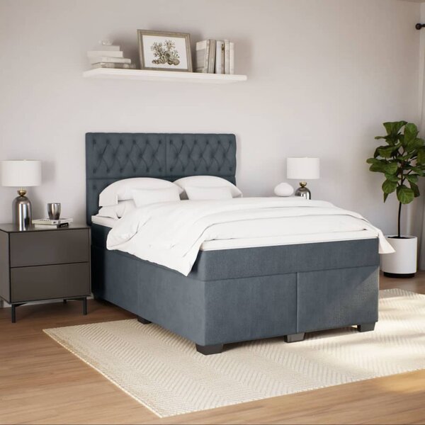 Box spring postel s matrací tmavě šedý 140 x 190 cm samet 3290913