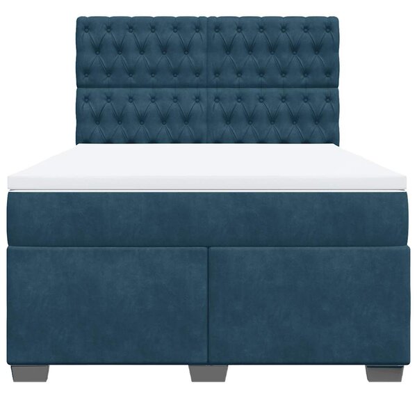 Box spring postel s matrací modrá 140 x 190 cm samet 3290916