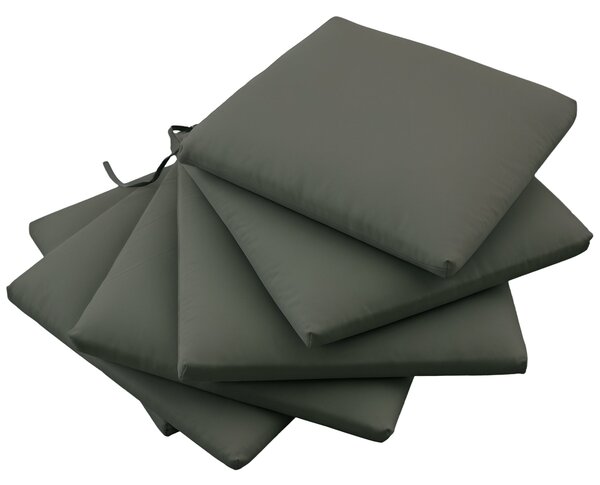 Outsunny Sada 6 Zahradních Polštářů - Polstrování na Židle do Exteriéru 3 cm Polyester s rozměry 42L x 42W cm Tmavě Šedé | Aosom