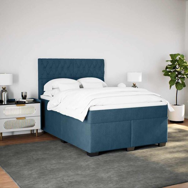 Box spring postel s matrací modrá 140 x 190 cm samet 3290916