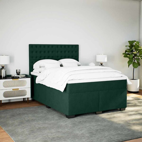 Box spring postel s matrací tmavě zelená 140x190 cm samet 3290921