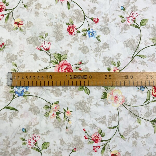 Ervi bavlna š.240cm - pnoucí květy na bílém - 29025-1, metráž